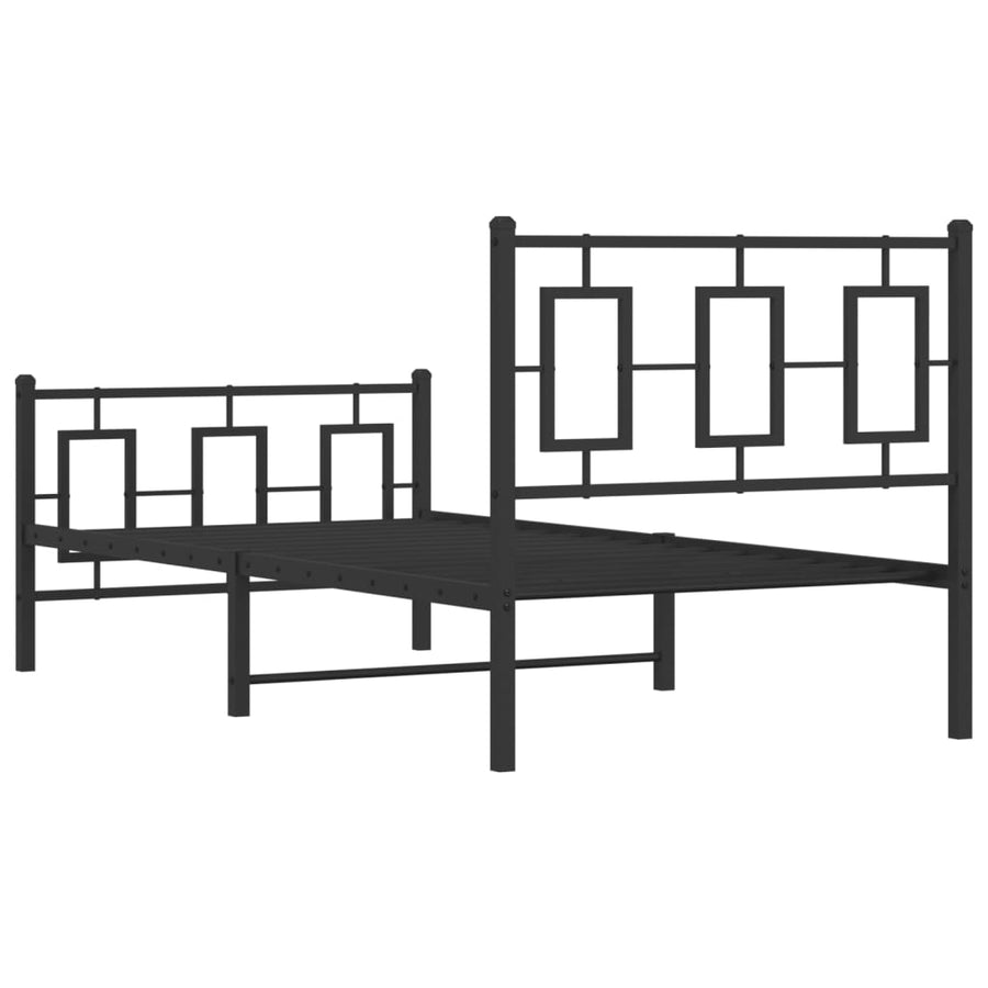 Bedframe Met Hoofd- En Voeteneinde Metaal Zwart 90 x 200 cm met hoofdbord & voetbord