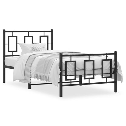 Bedframe Met Hoofd- En Voeteneinde Metaal Zwart 90 x 200 cm met hoofdbord & voetbord