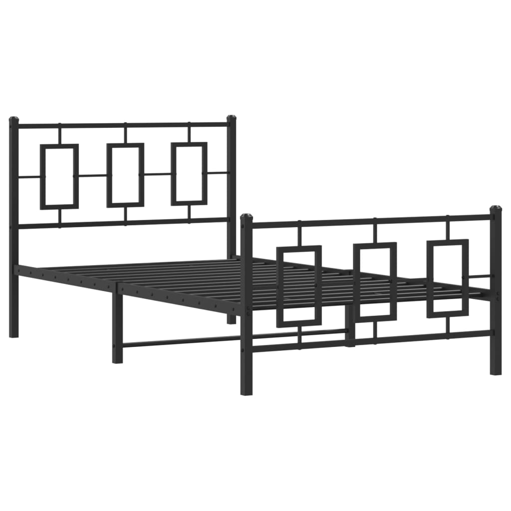 Bedframe met hoofd- en voeteneinde metaal zwart 100x200 cm