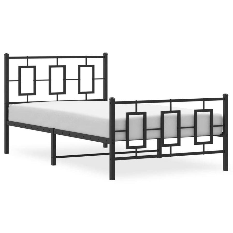 Bedframe met hoofd- en voeteneinde metaal zwart 100x200 cm