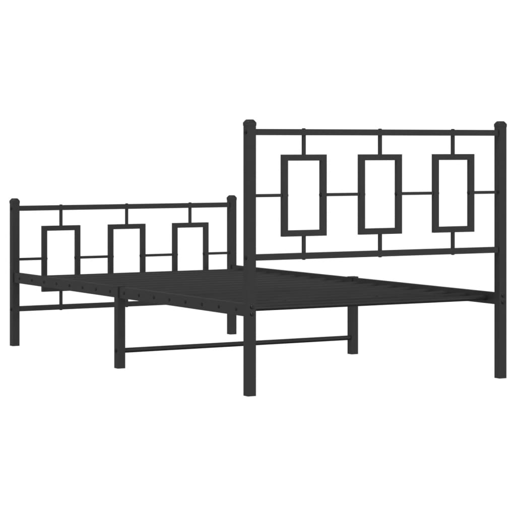 Bedframe met hoofd- en voeteneinde metaal zwart 100x200 cm