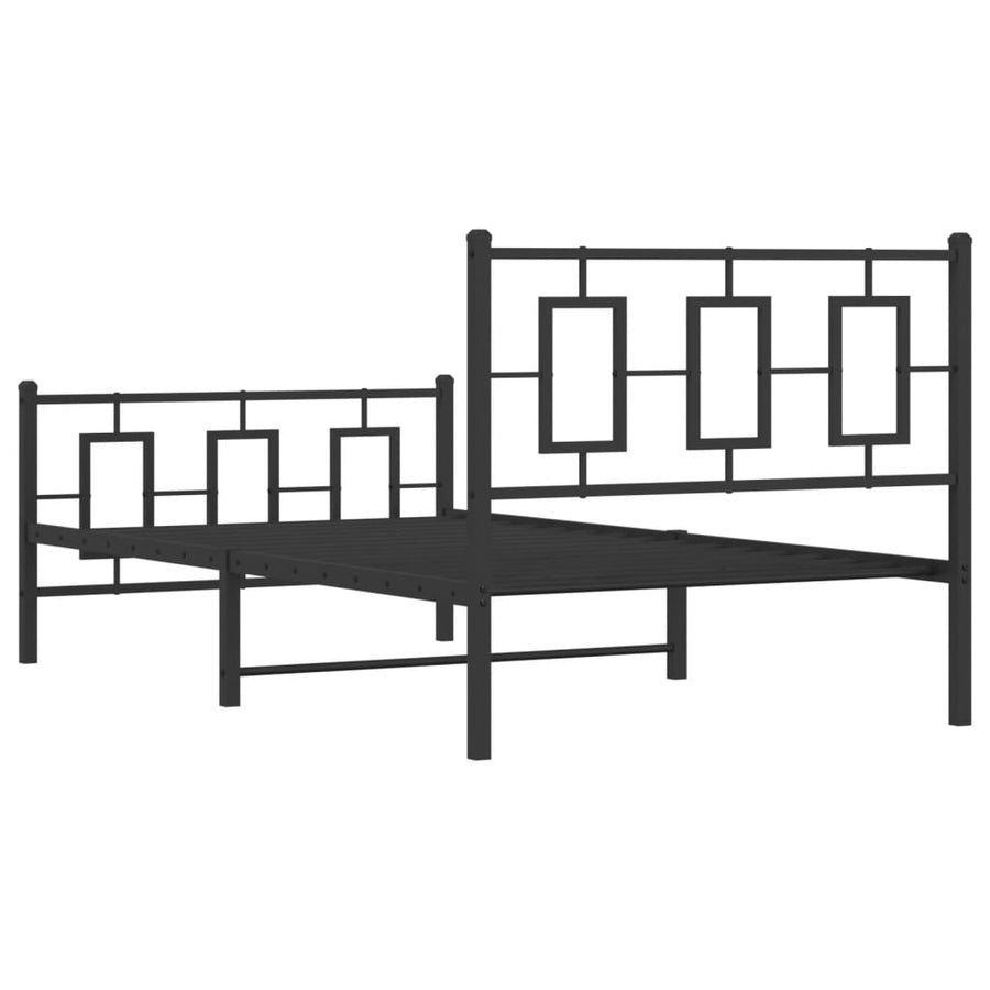 Bedframe met hoofd- en voeteneinde metaal zwart 100x200 cm