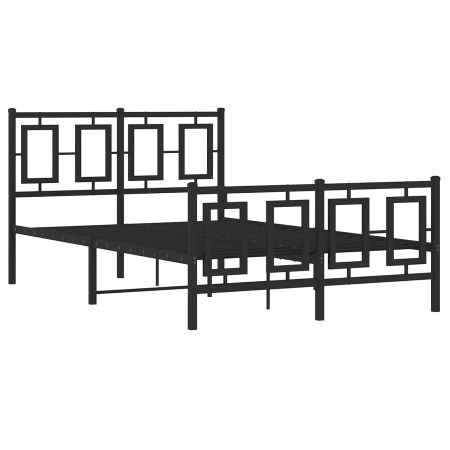Bedframe Met Hoofd- En Voeteneinde Metaal Zwart 120 x 190 cm met hoofdbord & voetbord