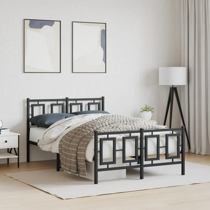 Bedframe Met Hoofd- En Voeteneinde Metaal Zwart 120 x 190 cm met hoofdbord & voetbord