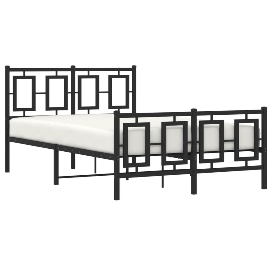 Bedframe Met Hoofd- En Voeteneinde Metaal Zwart 120 x 190 cm met hoofdbord & voetbord