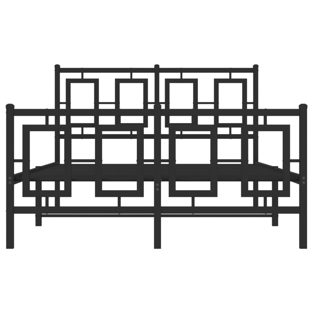 Bedframe Met Hoofd- En Voeteneinde Metaal Zwart 120 x 190 cm met hoofdbord & voetbord