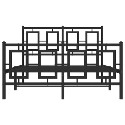 Bedframe Met Hoofd- En Voeteneinde Metaal Zwart 120 x 190 cm met hoofdbord & voetbord