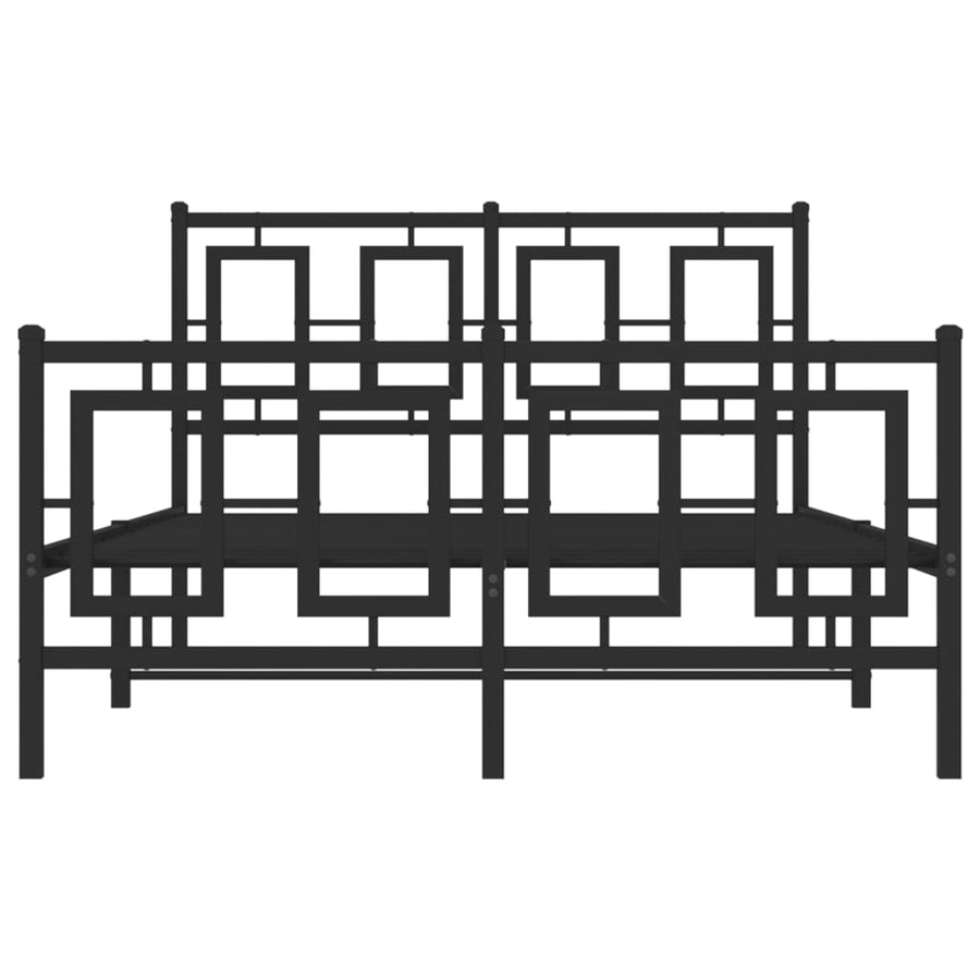 Bedframe Met Hoofd- En Voeteneinde Metaal Zwart 120 x 190 cm met hoofdbord & voetbord