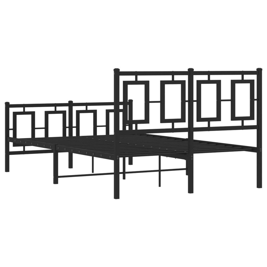 Bedframe Met Hoofd- En Voeteneinde Metaal Zwart 120 x 190 cm met hoofdbord & voetbord