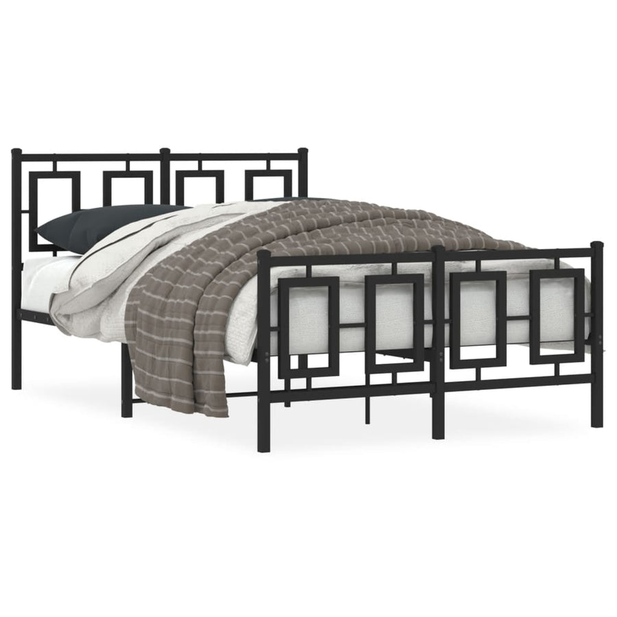 Bedframe Met Hoofd- En Voeteneinde Metaal Zwart 120 x 190 cm met hoofdbord & voetbord
