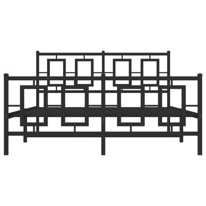 Bedframe Met Hoofd- En Voeteneinde Metaal Zwart 135 x 190 cm met hoofdbord & voetbord