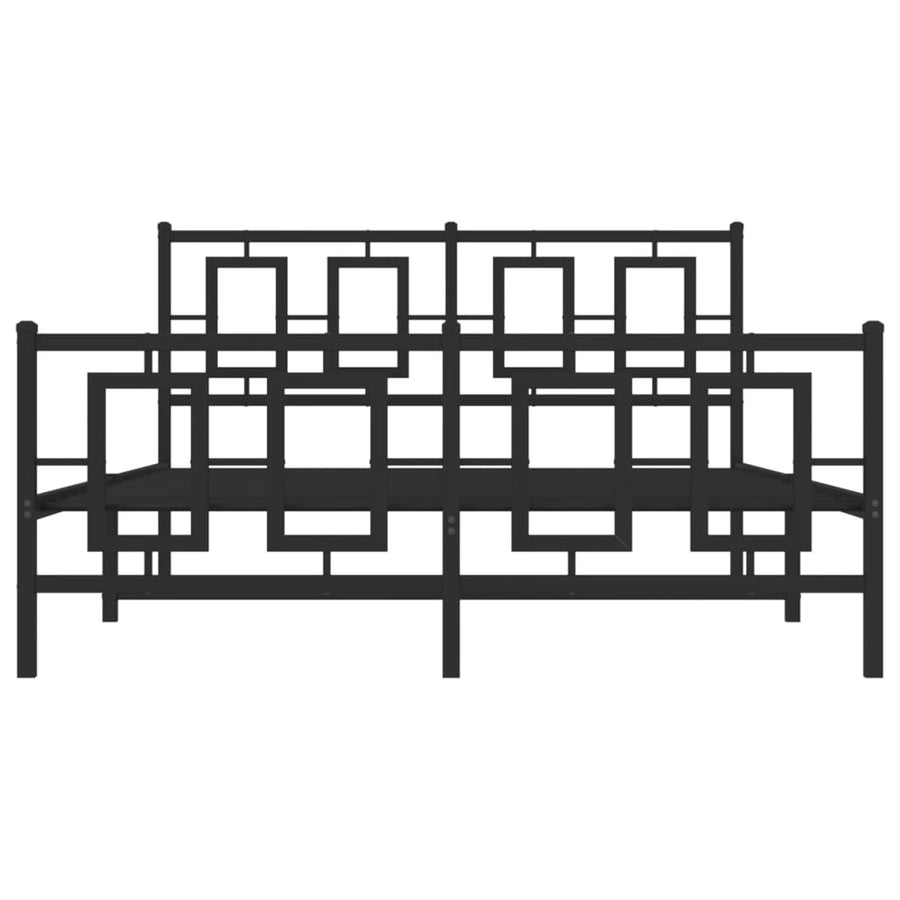Bedframe Met Hoofd- En Voeteneinde Metaal Zwart 135 x 190 cm met hoofdbord & voetbord