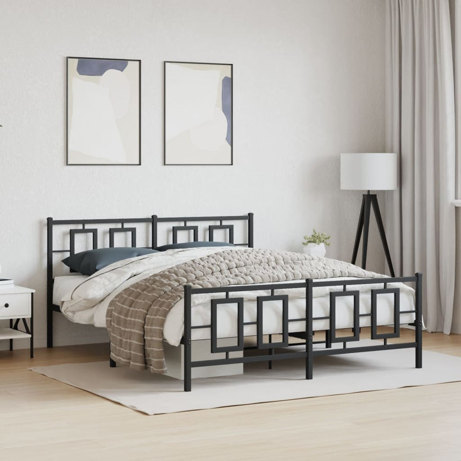 Bedframe Met Hoofd- En Voeteneinde Metaal 150 x 200 cm