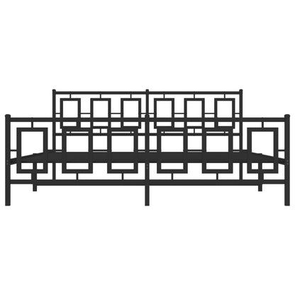 Bedframe Met Hoofd- En Voeteneinde Metaal Zwart 183 x 213 cm met hoofdbord & voetbord