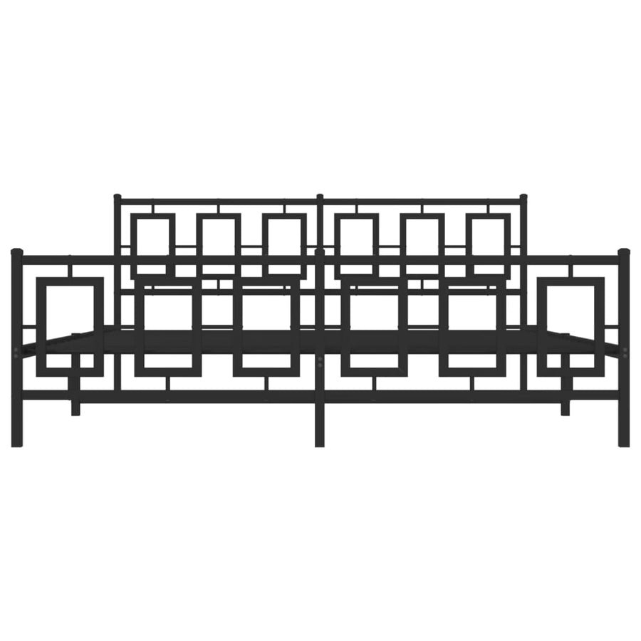 Bedframe Met Hoofd- En Voeteneinde Metaal Zwart 183 x 213 cm met hoofdbord & voetbord