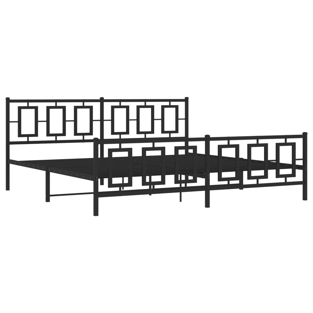 Bedframe Met Hoofd- En Voeteneinde Metaal Zwart 193 x 203 cm met hoofdbord & voetbord