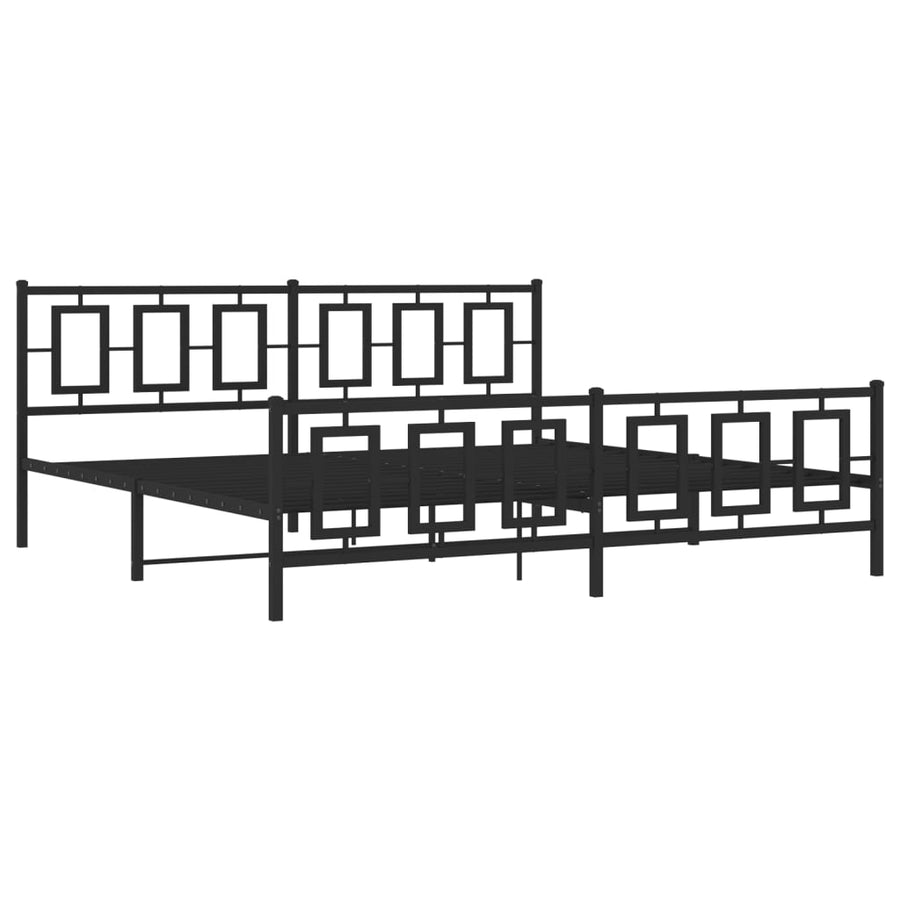 Bedframe Met Hoofd- En Voeteneinde Metaal Zwart 193 x 203 cm met hoofdbord & voetbord