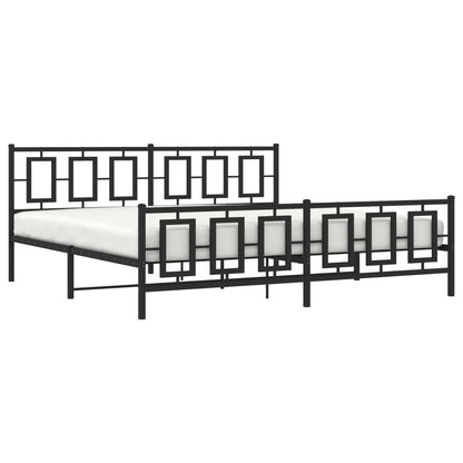 Bedframe Met Hoofd- En Voeteneinde Metaal Zwart 193 x 203 cm met hoofdbord & voetbord
