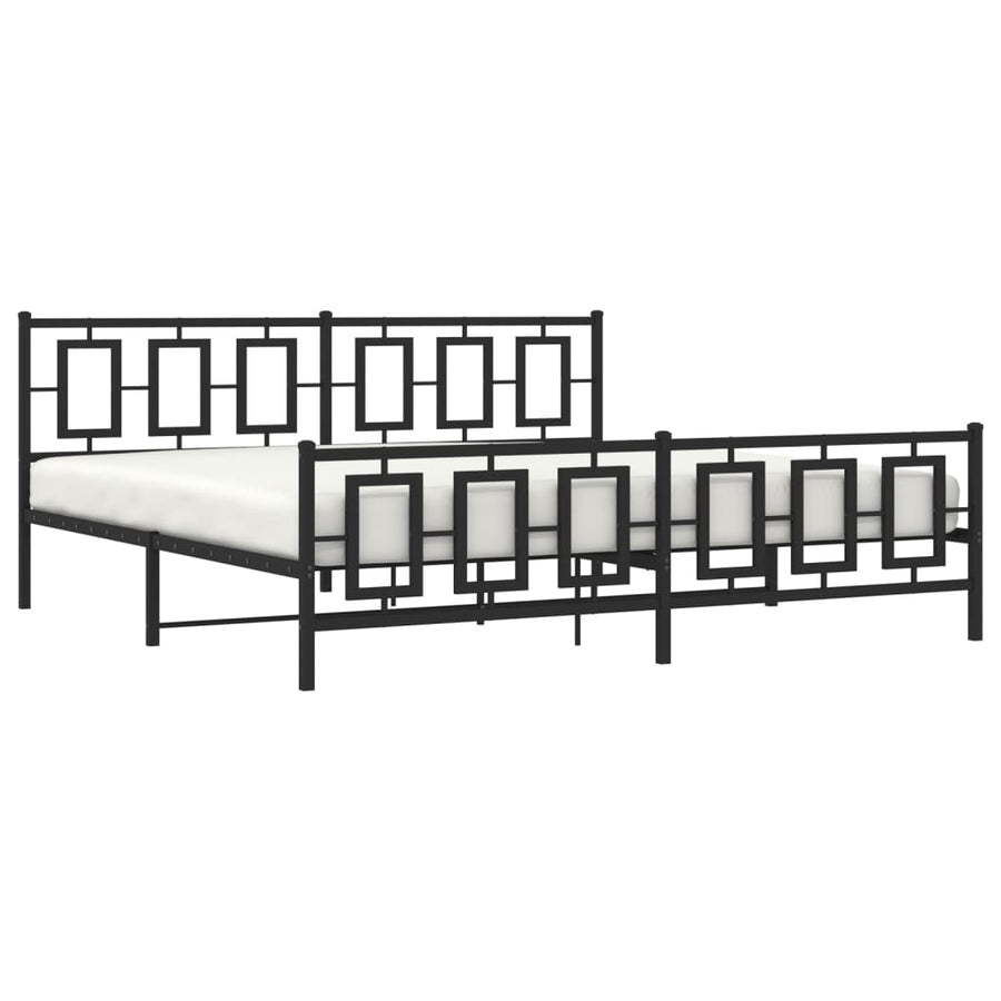 Bedframe Met Hoofd- En Voeteneinde Metaal Zwart 193 x 203 cm met hoofdbord & voetbord