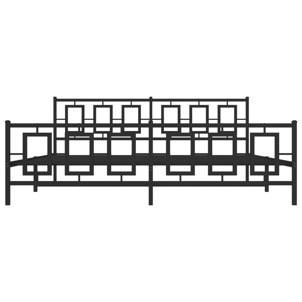 Bedframe Met Hoofd- En Voeteneinde Metaal Zwart 193 x 203 cm met hoofdbord & voetbord