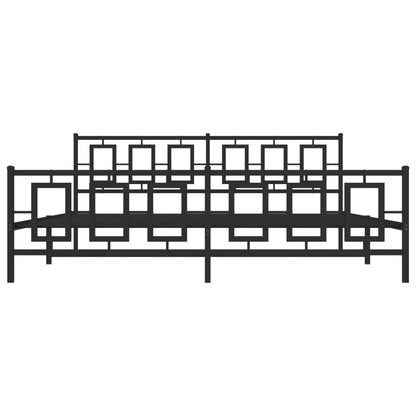 Bedframe Met Hoofd- En Voeteneinde Metaal Zwart 193 x 203 cm met hoofdbord & voetbord
