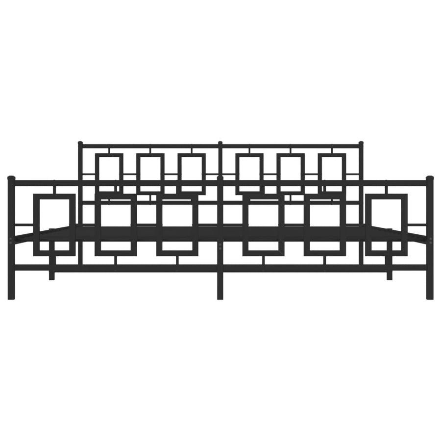 Bedframe Met Hoofd- En Voeteneinde Metaal Zwart 193 x 203 cm met hoofdbord & voetbord