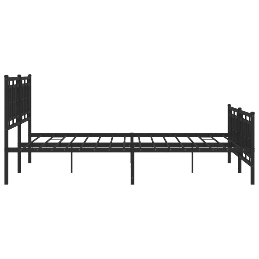 Bedframe Met Hoofd- En Voeteneinde Metaal Zwart 193 x 203 cm met hoofdbord & voetbord