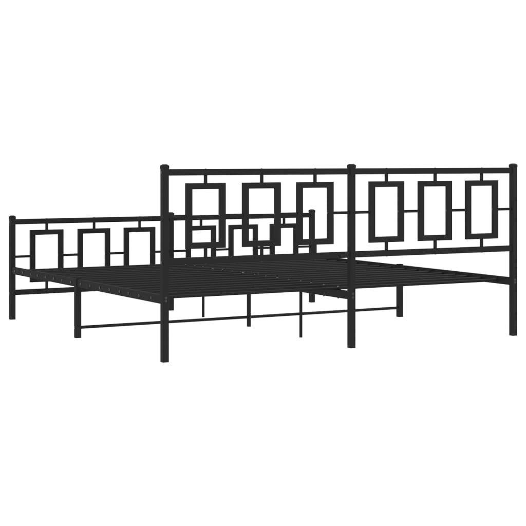 Bedframe Met Hoofd- En Voeteneinde Metaal Zwart 193 x 203 cm met hoofdbord & voetbord