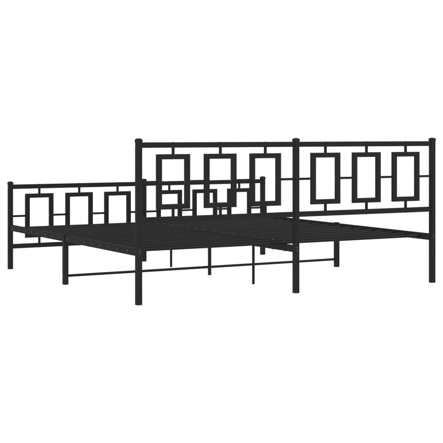 Bedframe Met Hoofd- En Voeteneinde Metaal Zwart 193 x 203 cm met hoofdbord & voetbord
