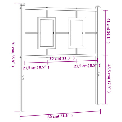 Hoofdbord Metaal Zwart 75 cm