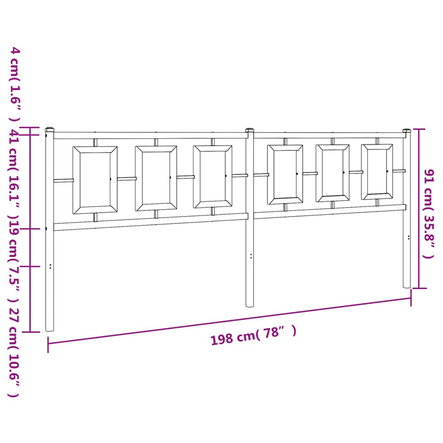 Hoofdbord Metaal Zwart 193 cm