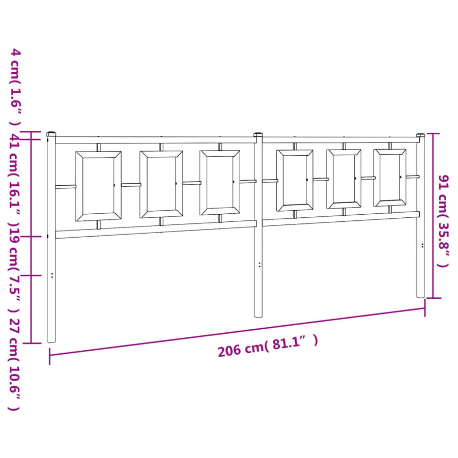 Hoofdbord Metaal Zwart 200 cm