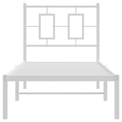 Bedframe Metaal 75 X 190 Cm Wit met hoofdbord