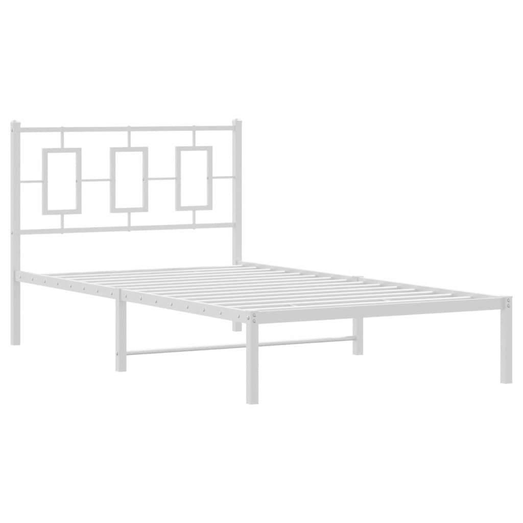 Bedframe Metaal Wit 100 x 190 cm met hoofdbord