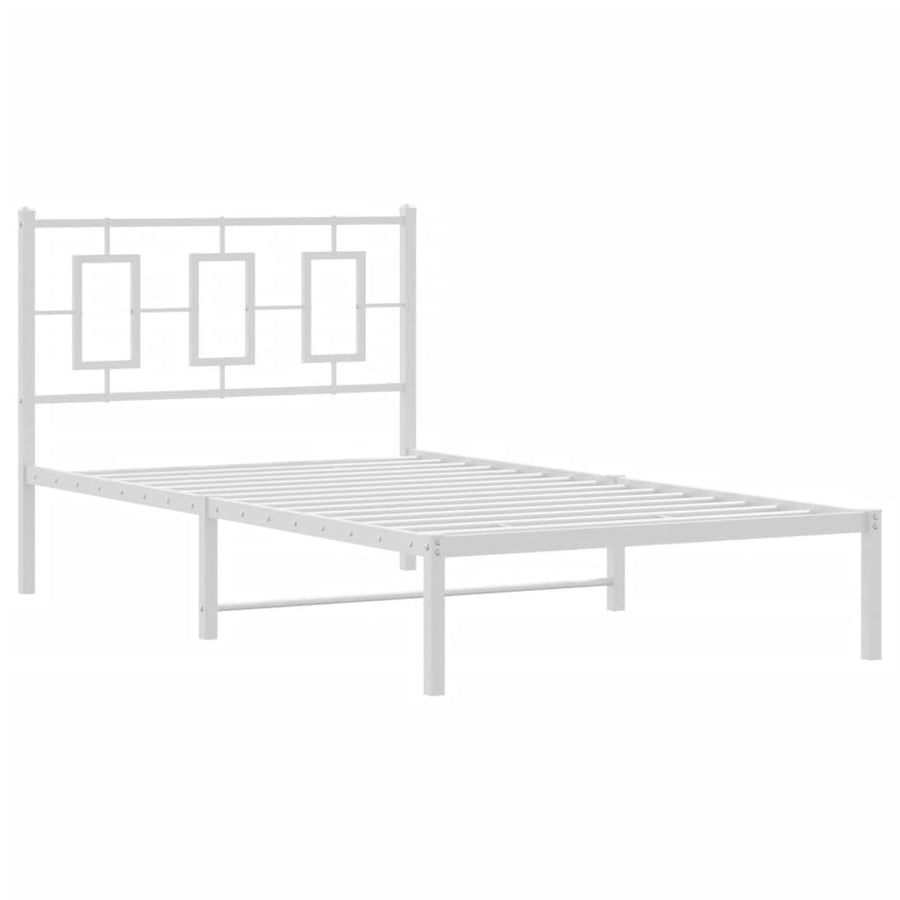 Bedframe Metaal Wit 100 x 190 cm met hoofdbord