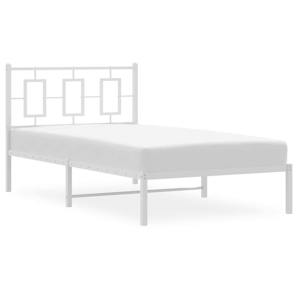 Bedframe Metaal Wit 100 x 190 cm met hoofdbord