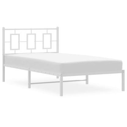 Bedframe Metaal Wit 100 x 190 cm met hoofdbord