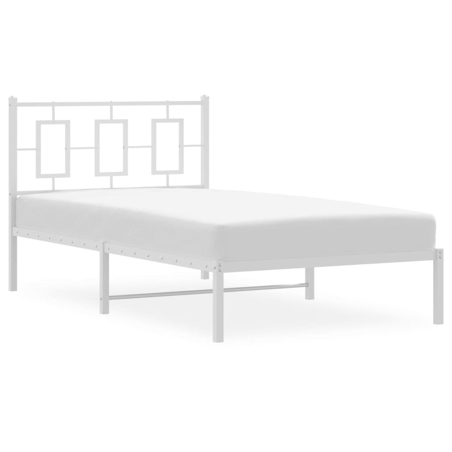 Bedframe Metaal Wit 100 x 190 cm met hoofdbord