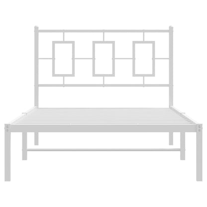 Bedframe Metaal Wit 100 x 190 cm met hoofdbord