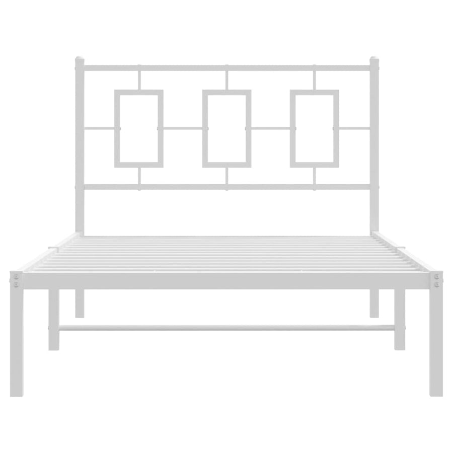 Bedframe Metaal Wit 100 x 190 cm met hoofdbord