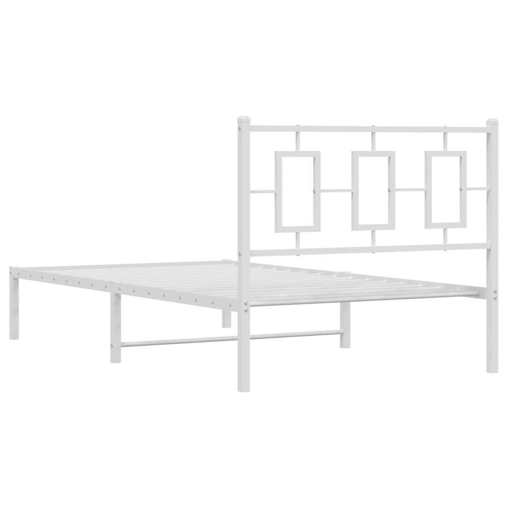 Bedframe Metaal Wit 100 x 190 cm met hoofdbord
