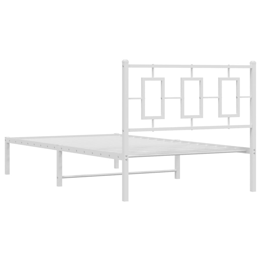 Bedframe Metaal Wit 100 x 190 cm met hoofdbord