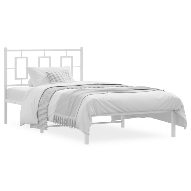 Bedframe Metaal Wit 100 x 190 cm met hoofdbord