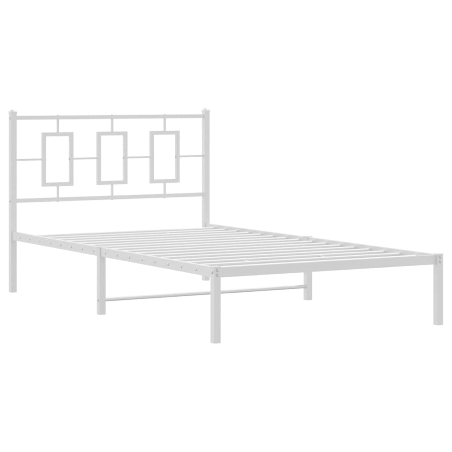 Bedframe Metaal Wit 107 x 203 cm met hoofdbord