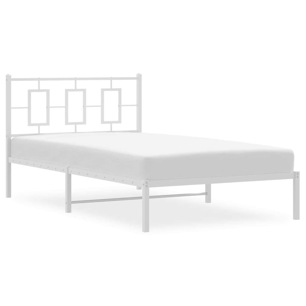 Bedframe Metaal Wit 107 x 203 cm met hoofdbord