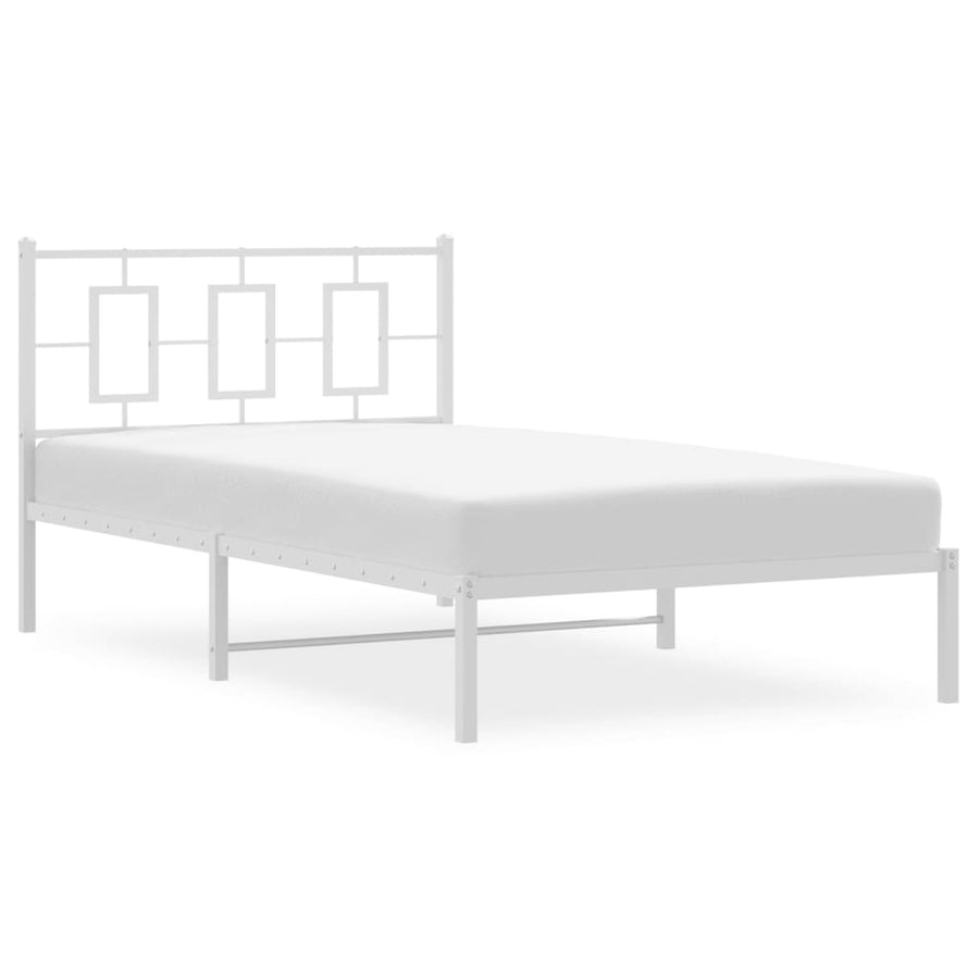 Bedframe Metaal Wit 107 x 203 cm met hoofdbord