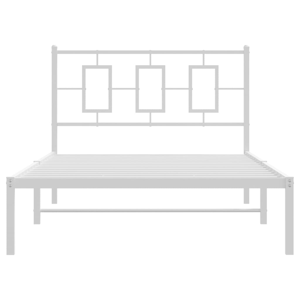 Bedframe Metaal Wit 107 x 203 cm met hoofdbord