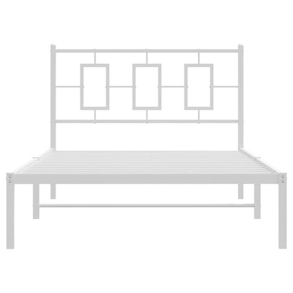 Bedframe Metaal Wit 107 x 203 cm met hoofdbord