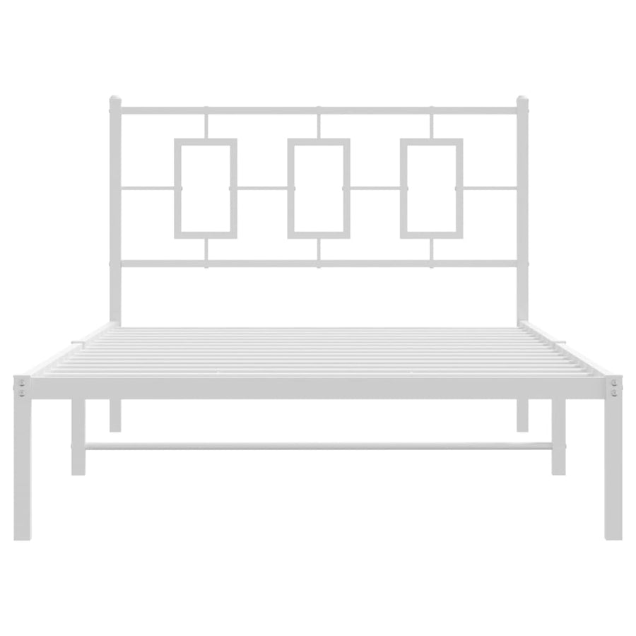 Bedframe Metaal Wit 107 x 203 cm met hoofdbord