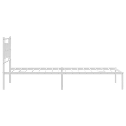 Bedframe Metaal Wit 107 x 203 cm met hoofdbord